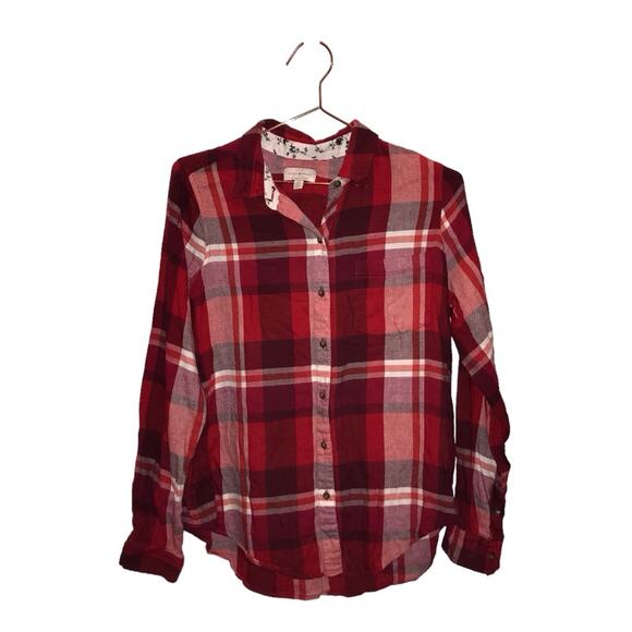 Lucky Brand Red Plaid Flannel Button Down - Size Small - Picture 1 of 4